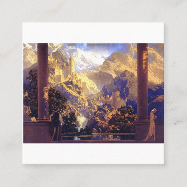 Tarjeta De Visita Cuadrada Maxfield Parrish Romance 1922 (Anverso)