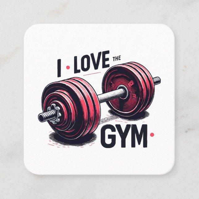 Tarjeta De Visita Cuadrada Me encanta el gimnasio (Anverso)