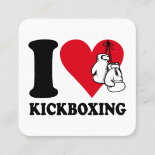 Tarjeta De Visita Cuadrada Me encanta el kickboxing