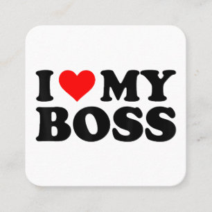 Tarjeta De Visita Cuadrada Me Encanta Mi Jefe Funny Red Heart Boss Yo Corazón