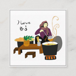 Tarjeta De Visita Cuadrada Me encanta Pho bo (sabor vietnamita)