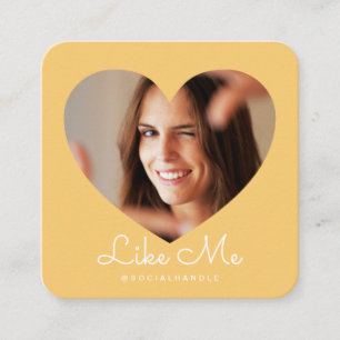Tarjeta De Visita Cuadrada Me gusta YellowPhoto Heart Frame Girly Social Medi