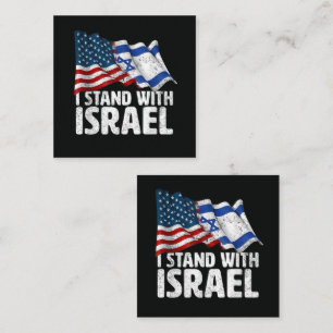 Tarjeta De Visita Cuadrada Me mantengo con Israel USA bandera estadounidense