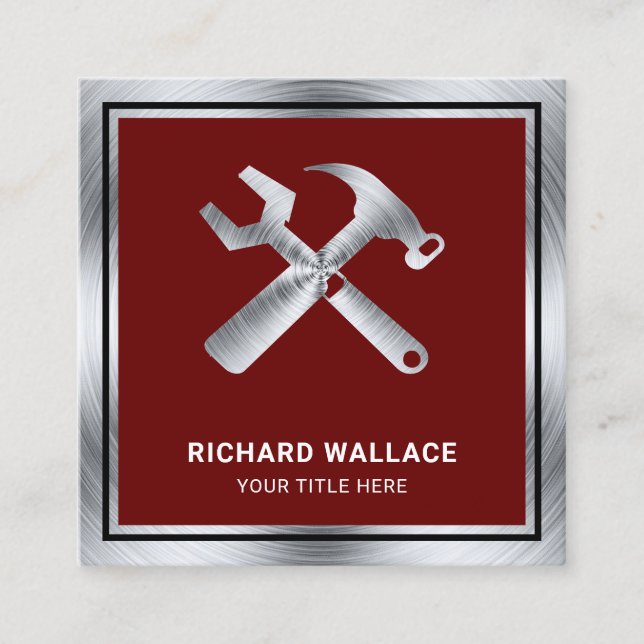 Tarjeta De Visita Cuadrada Mecánico de reparación automática del maniquí de a (Anverso)