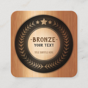 Tarjeta De Visita Cuadrada MEDALLA DIY IMPRESIÓN PERSONALIZADA Bronce AÑADA T