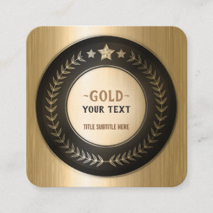 Tarjeta De Visita Cuadrada MEDALLA Dorada #1 Campeón IMPRESIÓN PERSONALIZADA