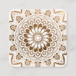 Tarjeta De Visita Cuadrada Medallón de oro falso Mandala curación de yoga