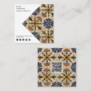 Tarjeta De Visita Cuadrada Media de medios sociales con floral de cosecha med