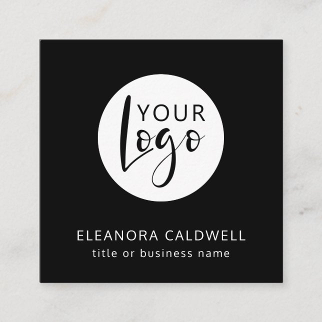 Tarjeta De Visita Cuadrada Media social QR Code Your Logo Black (Anverso)