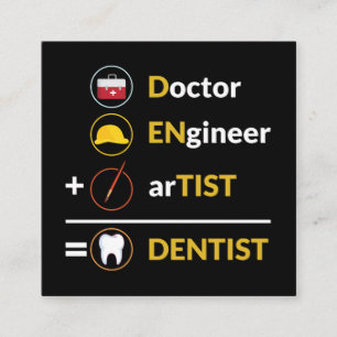 Tarjeta De Visita Cuadrada Médico + Ingeniero + Artista = Dentista