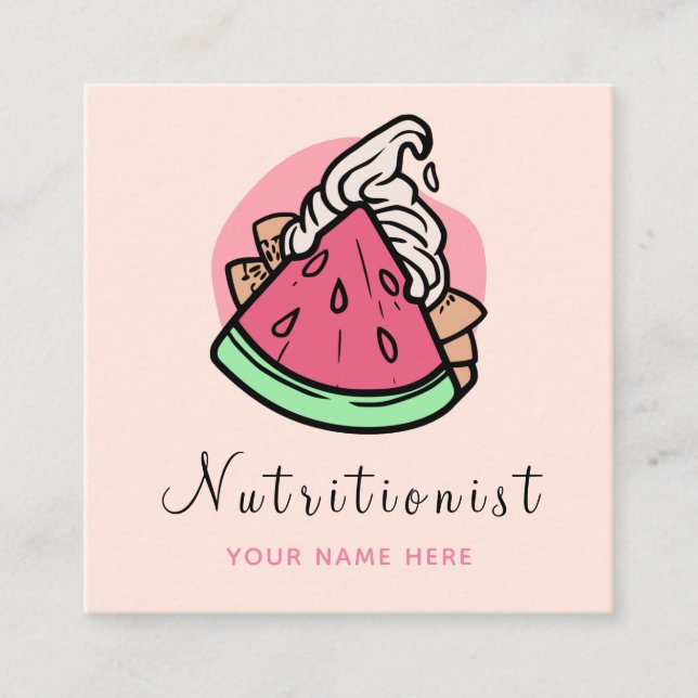 Tarjeta De Visita Cuadrada Medios sociales modernos de nutricionistas dietist (Anverso)