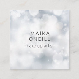 Tarjeta De Visita Cuadrada Medios sociales purpurinas de Luxury Silver Bokeh