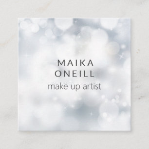 Tarjeta De Visita Cuadrada Medios sociales purpurinas Silver Bokeh de lujo