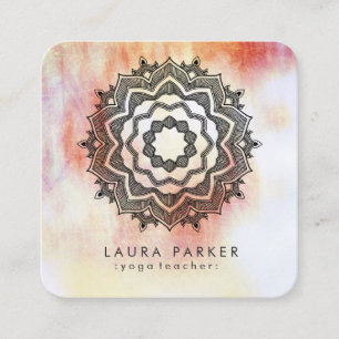 Tarjeta De Visita Cuadrada Meditación de la yoga de la flor de Lotus de la
