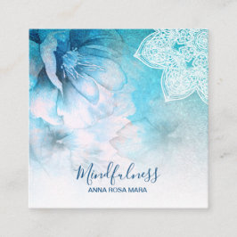 Tarjeta De Visita Cuadrada *~* Meditación de yoga Mandala Reiki Purpurina flo