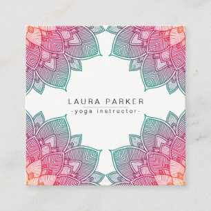 Tarjeta De Visita Cuadrada Meditación del instructor de la yoga de la mandala