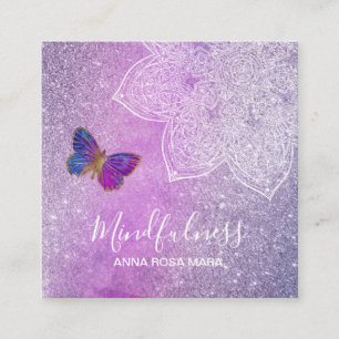 Tarjeta De Visita Cuadrada *~* Meditación del Reik del yoga Mandala mariposa