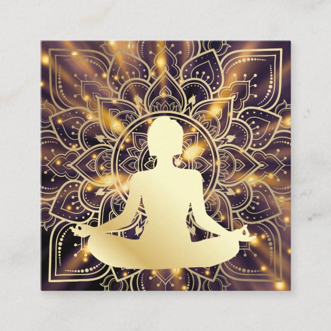 Tarjeta De Visita Cuadrada Meditación femenina | Patrón de Mandala (Anverso)
