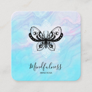 Tarjeta De Visita Cuadrada *~* Meditación Mindfulness Mariposa Yoga Mariposa 