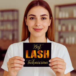 Tarjeta De Visita Cuadrada Mejor diseño Minimalista Lash Tech Bold Gold