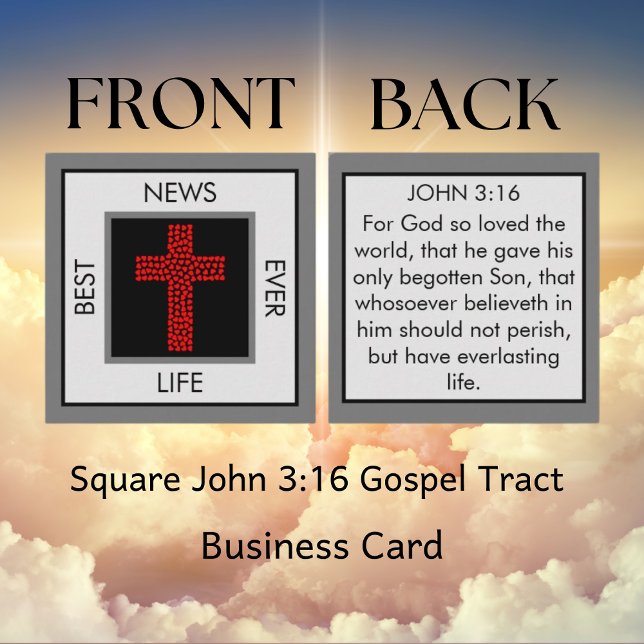Tarjeta De Visita Cuadrada Mejor Noticias hasta John 3:16 (Best News Ever Gospel Tracts)