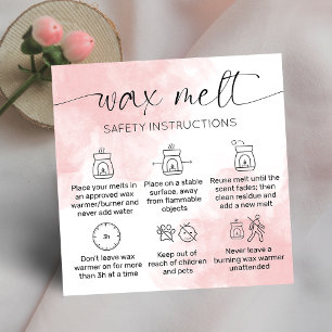 Tarjeta De Visita Cuadrada Melazas De Cera Cuidan Elegante Acuarela Rosa Grac