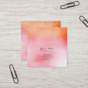 Tarjeta De Visita Cuadrada Melocotón subió melocotón rosado Ombre Vip