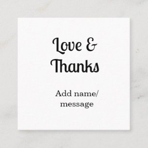 Tarjeta De Visita Cuadrada Mensaje de texto del nombre de la empresa de amor 