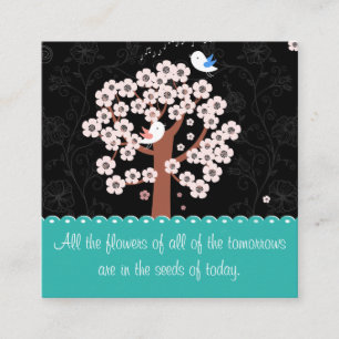 Tarjeta De Visita Cuadrada Mensaje motivador con aves y jardín