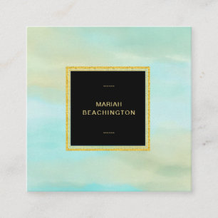 Tarjeta De Visita Cuadrada Menta abstracta de la aguamarina de los COLORES en