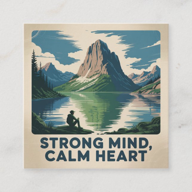 Tarjeta De Visita Cuadrada Mente Fuerte, Corazón Tranquilo (Anverso)