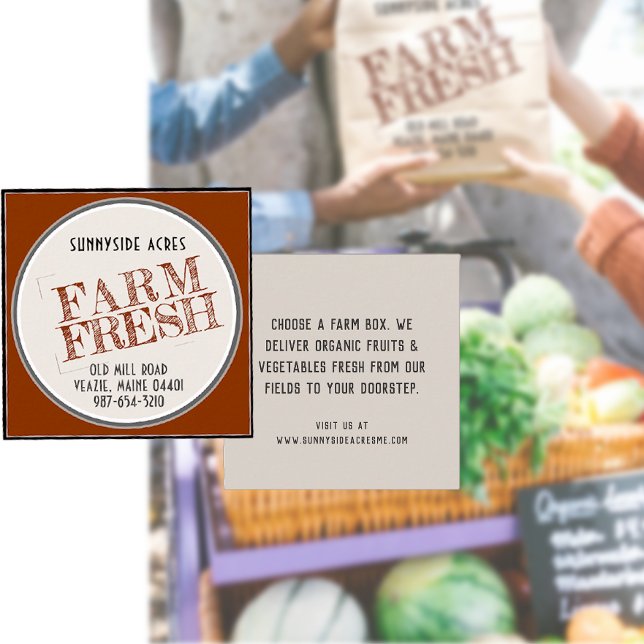 Tarjeta De Visita Cuadrada Mercado de granjas de naipes para granjeros (Subido por el creador)