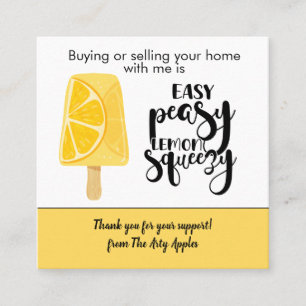 Tarjeta De Visita Cuadrada Mercadotecnia Inmobiliaria Easy Peasy Lemon