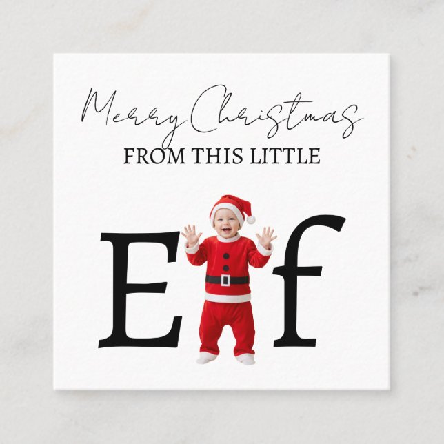 Tarjeta De Visita Cuadrada Merry Christmas Baby Elf Holiday Greeting Card (Anverso)