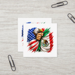 Tarjeta De Visita Cuadrada Mes de la Herencia Hispana USA Bandera de México
