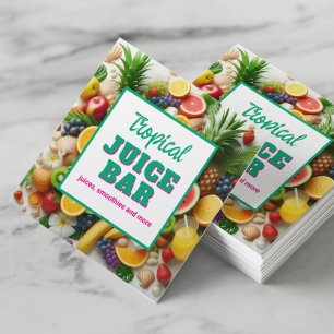 Tarjeta De Visita Cuadrada Mezcla de jugo tropical y barra de zumo de smoothi