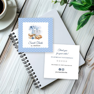 Tarjeta De Visita Cuadrada Mezclador Azul Panadería Artesanal Casera Gracias