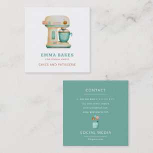 Tarjeta De Visita Cuadrada Mezclador de pasteles Retro Vintage Pastelería Che