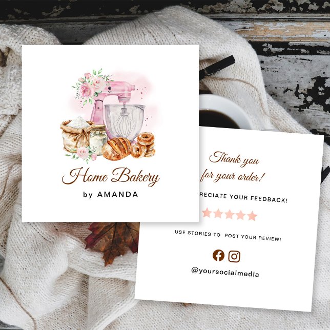 Tarjeta De Visita Cuadrada Mezclador rosa Sourdough Loaf Gracias (Subido por el creador)