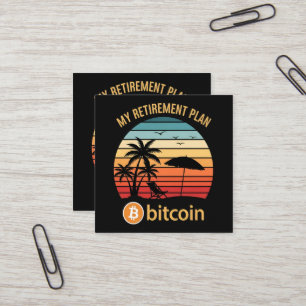 Tarjeta De Visita Cuadrada Mi Plan de Jubilación Bitcoin Playa Atardecer