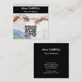 Tarjeta De Visita Cuadrada Michelangelo - Creación de Adam - Código QR