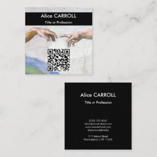 Tarjeta De Visita Cuadrada Michelangelo - Creación de Adam - Código QR