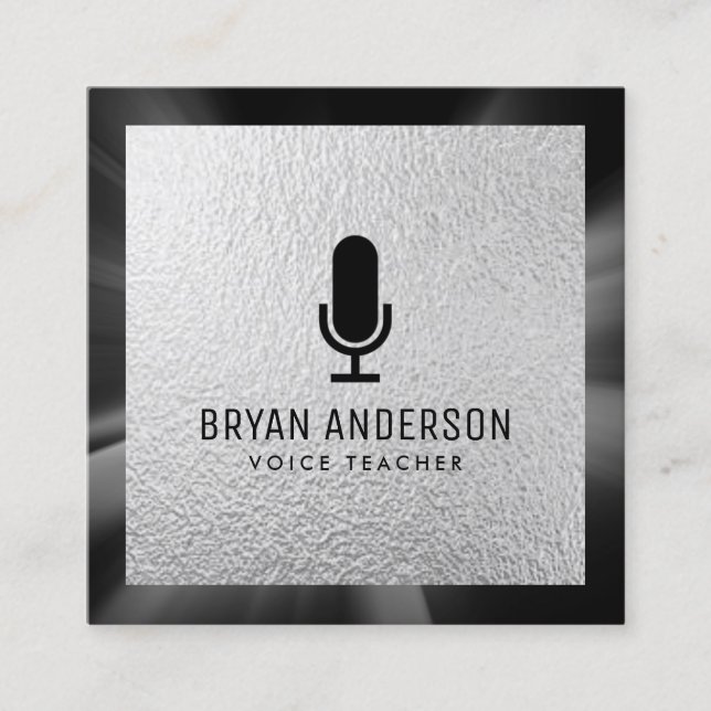 Tarjeta De Visita Cuadrada Micrófono (Anverso)