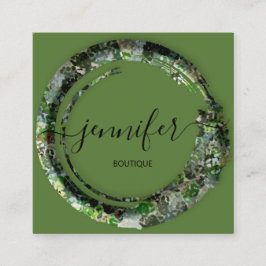 Tarjeta De Visita Cuadrada Mimetic Camouflage Military Fashion Green