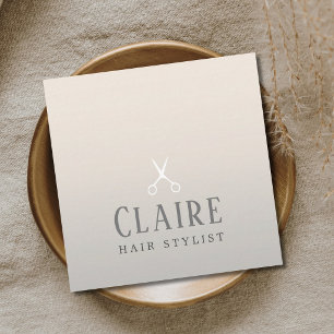 Tarjeta De Visita Cuadrada Minimal Elegant Faux Silver Scissors Hairstylist