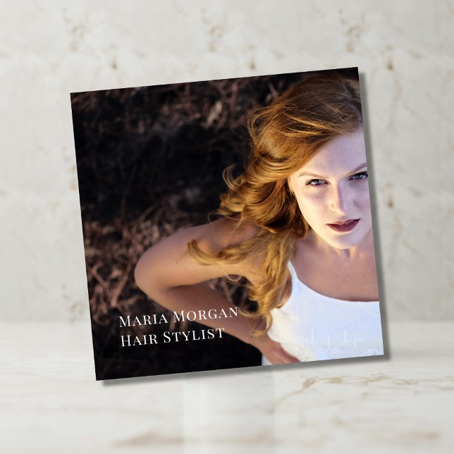 Tarjeta De Visita Cuadrada Minimal Hair Stylist Business (Subido por el creador)