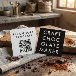 Tarjeta De Visita Cuadrada Minimal Modern Craft Chocolate Maker Qr Code