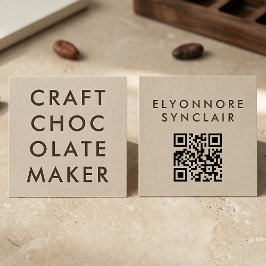 Tarjeta De Visita Cuadrada Minimal Modern Craft Chocolate Maker Qr Code