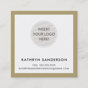 Tarjeta De Visita Cuadrada MINIMAL PERSONALIZADO LOGO moda moderna oro negro