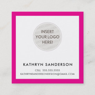 Tarjeta De Visita Cuadrada MINIMAL PERSONALIZADO LOGO moda moderna rosa calie